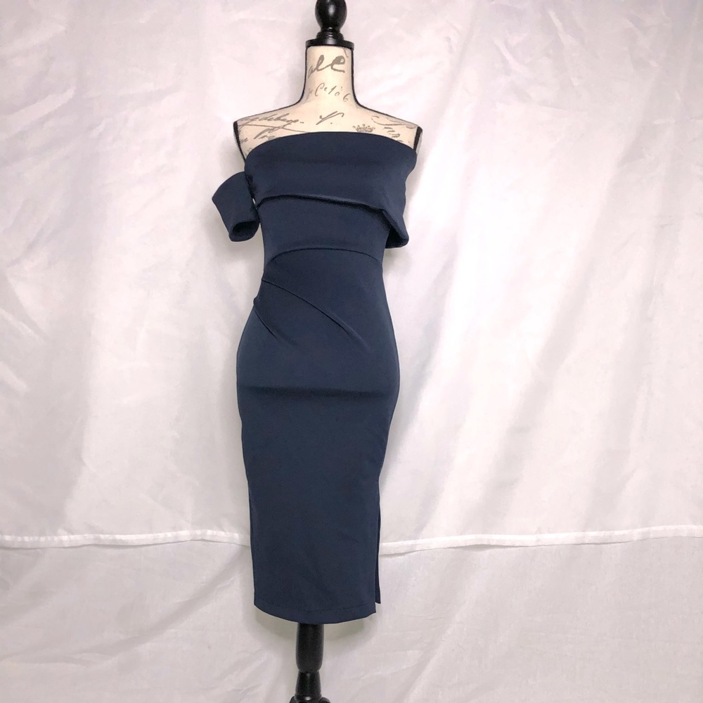 ASOS Scuba Midi One Shoulder Dress
with Side Zip